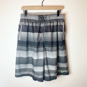 Mens Nike grey striped swim trunks size xl